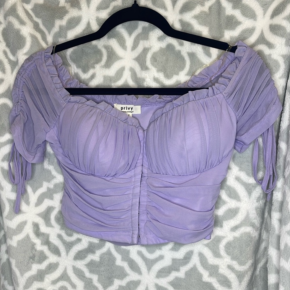 Purple ruffle shirt by privy